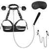 BDSMYOU Set BDSM 6 in 1 Bondage Sessuale Sex Toys,con Manette + Imbracatura Gotica Reggiseno da donna Choker + Morsetti per Capezzoli + Maschera per Gli Occhi,Bondagerie Accessori,Sexytoysys Coppia Donna (A)