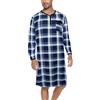 Yukiuiny Maglie Pigiama Uomo Maniche Lunghe Abbigliamento da Notte Camicie Lunghe per Dormire(94% Poliestere,6% Spandex)-A-Blu Marino,a Quadri /3XL