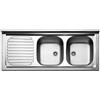 APELL SPA Lavello cucina inox 2 vasche con gocciolatoio a sx Apell Pisa 120x50cm lucido
