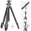 NEEWER LITETRIP LT38 155cm Treppiede Fotocamera da Viaggio, Tripod in Fibra Carbonio con Testa Sfera a 360°,Asse Centrale, Piastra QR Arca Compatibile con Peak Design Clip V3,Max 10kg, Panno Pulizia
