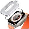 Misxi 2-Pezzi Protezione Vetro Temperato con Kit di Allineamento Automatico, Compatibile con 49mm Apple Watch Ultra 3/2/1, Protezione Resistente agli Urti per iWatch, Chiaro con Lunetta Nero