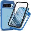 RonRun Cover Google Pixel 10 Pro XL, Antiurto 360 Gradi Full Case con Protezione per Schermo Incorporata, Trasparente Rugged TPU Bumper Doppia Protettiva Case blu