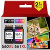 TODOINK PG560XL CL561XL Nero e Colore Cartucce d'inchiostro per canon 560 561 xl PG-560XL CL-561XL cartucce per Canon Pixma TS5350i TS5350 TS5350a TS7450i TS7451a (2 Pack)