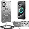 XCYYOO Custodia protettiva per Honor 400 Pro - Con catena per cellulare rimovibile - In silicone trasparente - Antiurto - Anello di supporto - Con catena per Honor 400 Pro - Nero