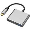 YRRNAE Adattatore AV Digitale Multiporta da USB C a HDMI, Hub Adattatore HDMI da USB 3.1 Tipo C a 4K con Porta USB 3.0 + PD Compatibile con MacBook Pro / S8 + / S9 + ecc Dispositivi USB-C