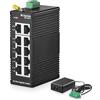 MokerLink Switch Ethernet industriale DIN-Rail Ethernet a 10 porte, switch di rete IP40 non gestito (da -40 a 185 °F), formato mini, con alimentatore