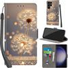 PHINIENLAND Cover per Samsung Galaxy S24 Ultra custodia portafoglio Dente di leone | 3 scomparti carte, 1 tasca banconote, Chiusura magnetica, Supporto, Pelle PU flip cover per Samsung S24 Ultra