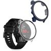 kwmobile 2x Custodia Rigida Smartwatch Compatibile con Garmin Forerunner 255/255 Music Cover - Case Vetro Temperato Orologio Fitness - trasparente/blu scuro