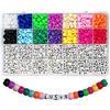 Adwzy 770 perline colorate Pony Beads 6 x 9 mm, a forma di lettere A-Z, con grande foro per gioielli, bracciali, collane, portachiavi, fai da te