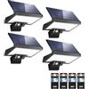 JESLED Luce Solare Led Esterno, 80LED Lampada Solare Da Esterno Con Sensore, 360° 3 Modalità 2200mAh Lampade Luci Solari Da Parete, Impermeabile IP65, Per Ingresso, Garage, Balcone(4 Pezzi)