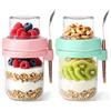 Valyrane Set di 2 Barattoli per Overnight Oats da Portare con Sé, 480ml+120ml, Porta Yogurt per Lavoro, Scuola e Viaggi