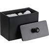 Luxspire Contenitore Trucchi in Resina con Coperchio,2 Scompatimenti Ultra Resistente Urti Graffi,Dim 13,5 x 9,5 x 7 cm Accessori Bagno, Contenitore per Gioielli, Pennelli, Nero