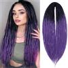 PORSMEER Extension dreadlocks da 24 pollici, trecce per capelli crochet fatte a mano, 0,6 cm, hippie lisci dreads, per donne (da nero a viola, doppia estremità)