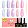 YSUVIN Smalto Semipermanente Unghie Perla, 5 Colori Pearl Shell Smalto Semipermanente per Unghie Kit Soak Off UV/LED Francese Manicure Nail Art Set, Bianco Perlato e Effetto Spirale