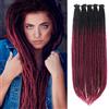 PORSMEER Extension dreadlocks da 24 pollici, trecce per capelli crochet fatte a mano, 0,6 cm, hippie lisci dreads, per donne (nero a rosso scuro, single-ended)