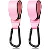 FAYAHAR 2 Pezzi Ganci per Passeggino, Ganci Passeggino Porta Borse Universali, Gancio Accessori in Pelle, per Porta Borse Della Spesa, Cambio Bambino, Zaini, Borsa (Rosa)