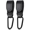 FAYAHAR 2 Pezzi Ganci per Passeggino, Ganci Passeggino Porta Borse Universali, Gancio Accessori in Pelle, per Porta Borse Della Spesa, Cambio Bambino, Zaini, Borsa (Nero)