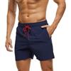 Monstoyo Costume Uomo Mare Asciugatura Rapida Costumi da Bagno Uomo Pantaloncini Mare con Tasche Zip Boxer Spiaggia Piscina Surf Fodera in Rete e Coulisse Regolabile M Marina