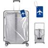 Werownsgso Coperture per valigie trasparenti,Custodia protettiva in PVC per valigia,Trasparente antipolvere bordo nero, copertura per bagagli anti-polvere antigraffio per viaggi, Trasparente, 30 Zoll