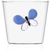 ICHENDORF Pic Nic Tumbler Bicchiere con Farfalla Blu 350ml Vetro Borosilicato