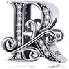 Lorrifal Argento Sterling 925 Iniziale A-Z Fascino con Cubic Zirconia Beads Pendenti con Ciondoli per Pandora European Bracciali Collana Donna Ragazze Gioielli Regalo