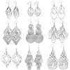 ASH'S CHOICE 9 coppie di orecchini a goccia d'argento per le donne ragazze, orecchini di gioielli di moda Boho Set, orecchini grandi foglie lunghe che scavano foglie Tassel Piuma Prisma Orecchini Boho