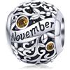 Lorrifal Ciondoli Originali in Argento Sterling 925 con Zirconia Cubica Pietra di Nascita Charm Portafortuna Adatti per bBraccialetti Pandora, Collane e Gioielli Perfetti per Compleanno