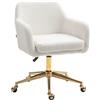 HOMCOM Sedia da ufficio sedia girevole con ruote altezza regolabile seduta girevole a 360° 60 x 61 x 79-88 cm crema