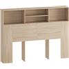 HOMCOM Testiera Letto con 4 scomparti aperti, 140 x 19 x 103,5 cm, Legno naturale | Aosom Italy