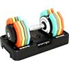 SPORTNOW Manubrio regolabile 5 a 25 kg, 5 livelli di peso, impugnatura antiscivolo, dischi ottagonali | Aosom Italy