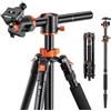 K&F CONCEPT Treppiede Fotocamera 170cm, con Colonna Centrale Orizzontale