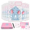 Mumi's bustine corredino neonato ospedale con elefantino, 8 bustine 38x25 per cambi e accessori, con etichette cartolina dei ricordi e pennarello inclusi IDEA regalo per nuove mamme(rosa)