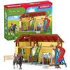 schleich FARM WORLD | Scuderia 42485 | Set con scuderia, 2 cavalli, 5 altri animali, 2 contadini, scivolo, altalena & accessori | Idea regalo bambini | Giocattolo fattoria dai 3 anni | 82 pezzi