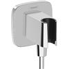 hansgrohe FixFit E - Attacco a parete per tubo doccia con supporto per doccetta, con dispositivo antiriflusso, cromo, 26485000