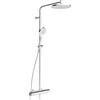 HANSA VIVA, sistema doccia con termostato, doccia a pioggia, soffione con tubo e braccio doccia girevole, supporto magnetico MagShelf, soffione e doccetta con 3 tipi di getto, cromato