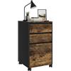 Relaxdays cassettiera con Ruote, 3 cassetti, 1 cassetto sospeso per A4, AxLxP: 70 x 40 x 40 cm, Nero/Marrone