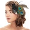 Capaneus Cerchietto per Capelli con Piume,Costume di Pavone,Piuma di Pavone,Cerchietto Carnevale Donna