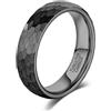083BASE Anello in carburo di tungsteno - larghezza 4 mm/6 mm/8 mm, design martellato, colore acciaio o nero, anello unisex per partner o anello di fidanzamento, 53（17）