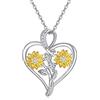 LONAGO Collana Girasole 925 Sterline D'argento Tu Sei Il Mio Sole Due Girasoli Pendente Collana Gioielli per le Donne