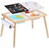 VEVOR Tavolo Sensoriale per Bambini, con 3 Contenitori Pieghevoli e Portarotolo di Carta, Tavolo da Attività per Bambini per Uso Interno ed Esterno, Tavolo da Disegno Sensoriale per Bambini in Legno