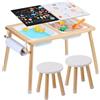 VEVOR Tavolo Sensoriale per Bambini, 2 Contenitori Pieghevoli, Portarotolo di Carta, Tavolo con Sabbia Acqua per Uso Interno Esterno, Tavolo Attività, Tavolo da Disegno Sensoriale in Legno per Bambini