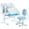 VEVOR Set Scrivania e Sedia da Studio per Bambini, Tavolo da Lavoro e Sedia per Bambini con Libreria e Cassetto, Inclinabile da 0 a 40° Regolabile in Altezza, per Camera da Letto e Studio, Blu