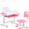 VEVOR Set Scrivania e Sedia da Lavoro per Bambini, Tavolo da Lavoro e Sedia per Bambini con Lampada da Tavolo, Piano Scrivania Inclinato da 0 a 40° Altezza Regolabile, per Camera da Letto Studio, Rosa