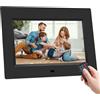 Aowasi Cornice per foto digitale, 7 pollici, display IPS completo, cornice elettronica, video, riproduzione musicale, calendario, sveglia, con telecomando, slot per schede USB/SD (non WiFi)