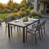 MIlani Home TRIUMPHUS - set tavolo in alluminio e polywood cm 180/240 x 100 x 73 h con 4 poltrone Xanthus