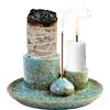 FICOFISE 4-In-1 Scatola per Incenso in Ceramica, Porta Incenso per Ogni Tipo di Incenso, Palo Santo, Salvia Bianca & Candele | Ideale per Decorazione della Casa, Meditazione & Yoga (Blu)