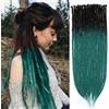 PORSMEER Extension dreadlocks da 24 pollici, trecce per capelli crochet fatte a mano, da 0,6 cm, hippie lisci dreads, da donna (nero a verde, single-ended)