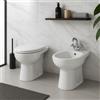 COPPIA SANITARI VASO BIDET E COPRIVASO UNIVERSALE TRADIZIONALE GEBERIT COLIBRI A TERRA