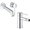 SET MISCELATORI GROHE ESSENCE LAVABO A MURO E BIDET CROMATO