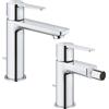 SET MISCELATORI GROHE LINEARE LAVABO E BIDET TAGLIA S CROMATO